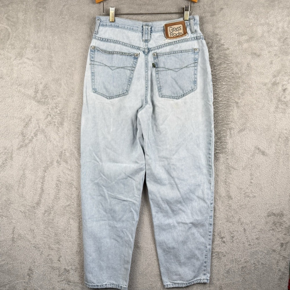 Grass Roots Barrel Jeans Womens 12 Light Wash Vintage 90s Retro Distressed Blue